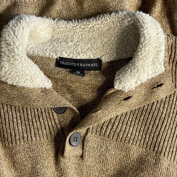 Tricots St. Raphael Sherpa Lined Collar Pullover Sweater Men's Size Medium - Picture 4 of 8